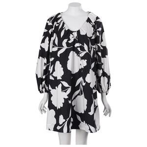 NWT Kate Spade x Target Mini Dress S Black Floral Balloon Sleeve Cotton Poplin